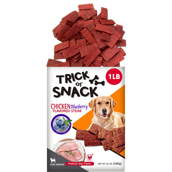 Dog Snack - Delicious Tender & Healthy Trick Or Snacks Chicken Blueberry Flavored Steak