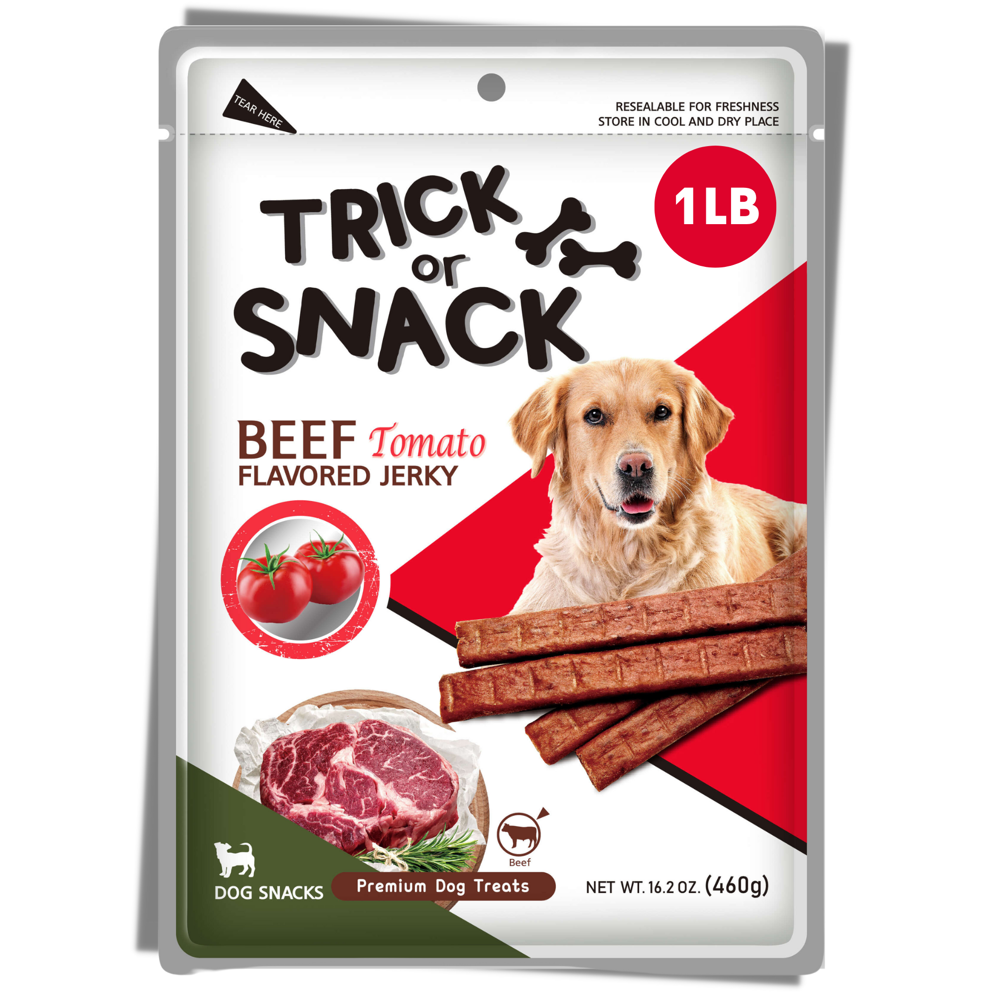 Dog Snack - Delicious Tender & Healthy Trick Or Snacks Beef Tomato Flavored Jerky