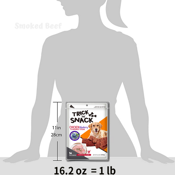 Dog Snack - Delicious Tender & Healthy Trick Or Snacks Chicken Blueberry Flavored Steak