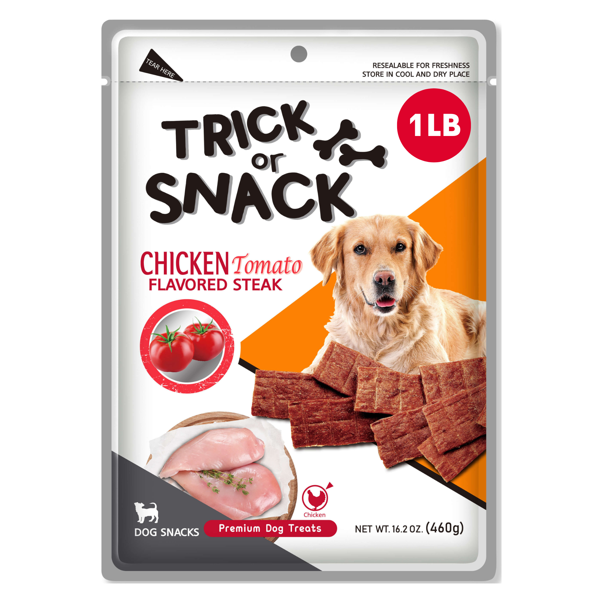 Dog Snack - Delicious Tender & Healthy Trick Or Snacks Chicken Tomato Flavored Steak
