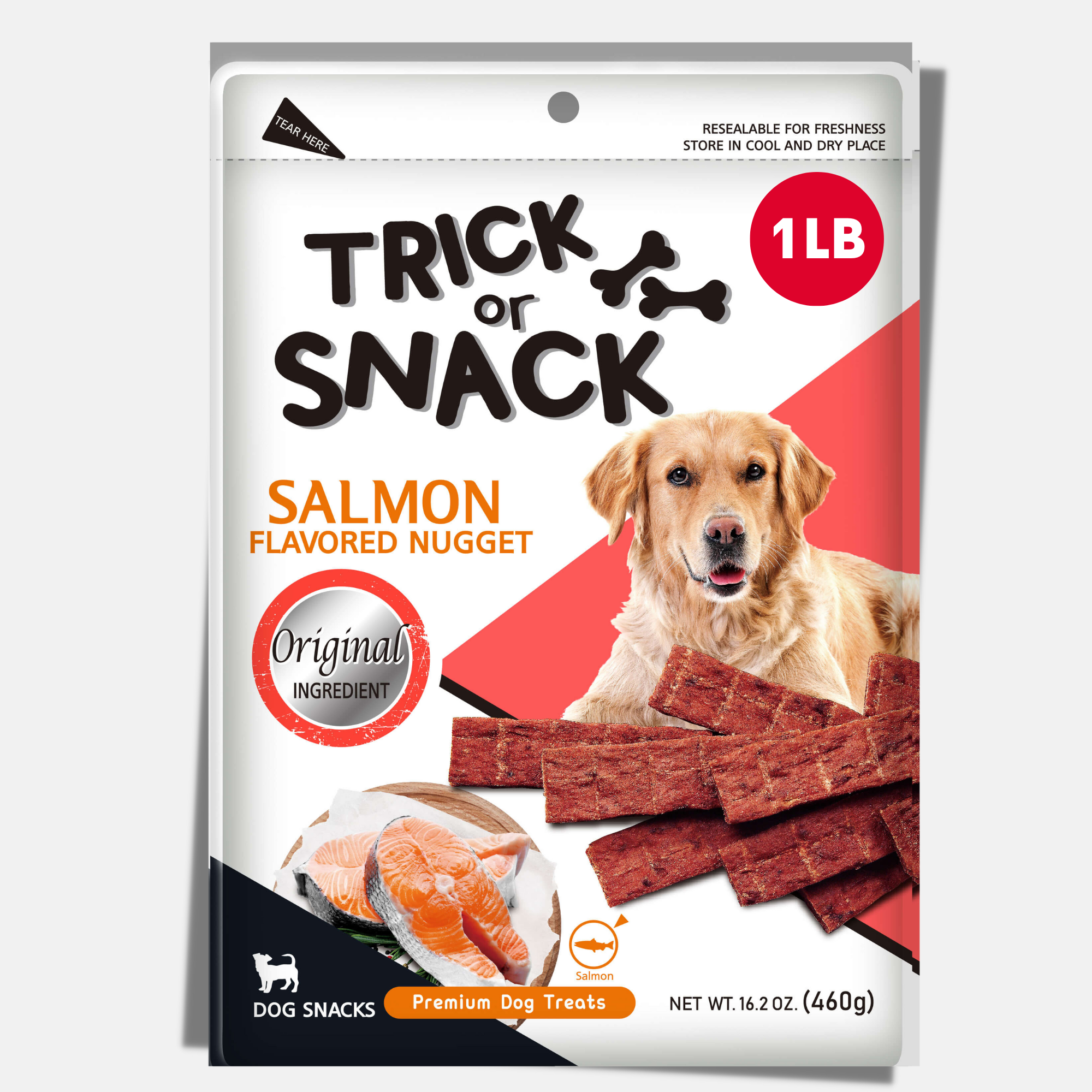Dog Snack - Delicious Tender & Healthy Trick Or Snacks Salmon Original Flavored Nugget