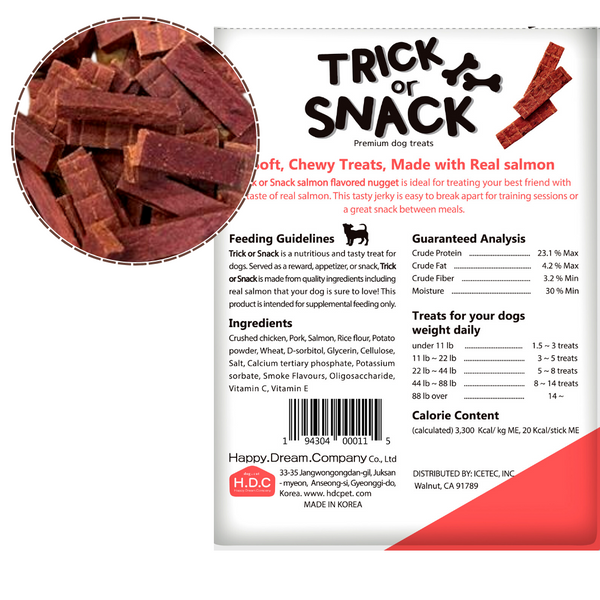 Dog Snack - Delicious Tender & Healthy Trick Or Snacks Salmon Original Flavored Nugget