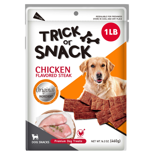 Dog Snack - Delicious Tender & Healthy Trick Or Snacks Chicken Original Flavored Steak
